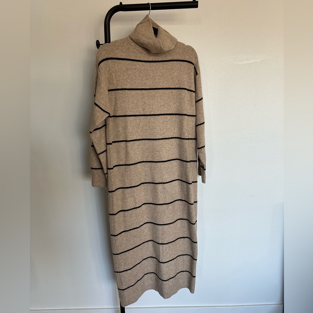 Mango Striped Turtleneck Sweater Dress